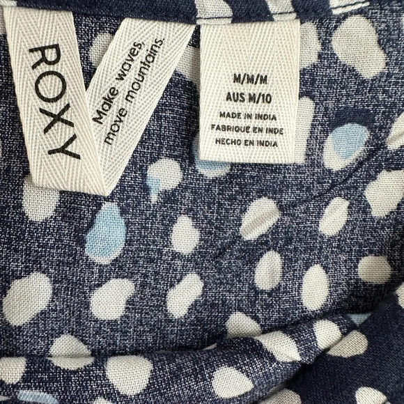 Roxy Indigo Wild Dots Dear Amor Puff Short Sleeve Crop Top NWOT - Picture 4 of 6